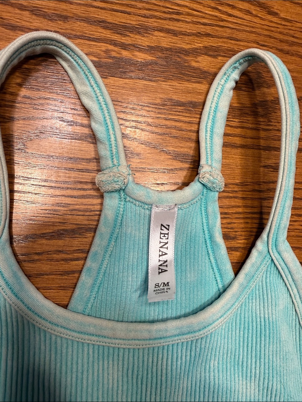Zenana Aqua Ribbed Racerback Crop Tank - Picture 2 of 4